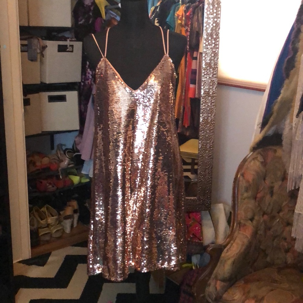 Rose gold sequin dress